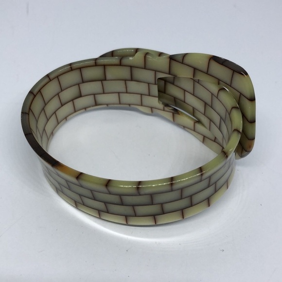 Vintage mother of pearl inlay buckle belt bracelet 6 6.5 wrist - Picture 4 of 5